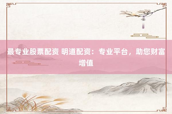 最专业股票配资 明道配资：专业平台，助您财富增值