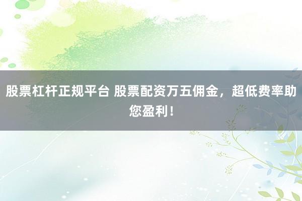 股票杠杆正规平台 股票配资万五佣金，超低费率助您盈利！