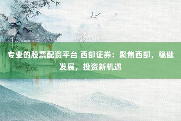 专业的股票配资平台 西部证券：聚焦西部，稳健发展，投资新机遇