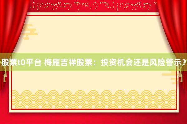 股票t0平台 梅雁吉祥股票：投资机会还是风险警示？