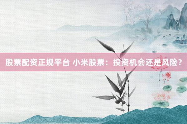 股票配资正规平台 小米股票：投资机会还是风险？