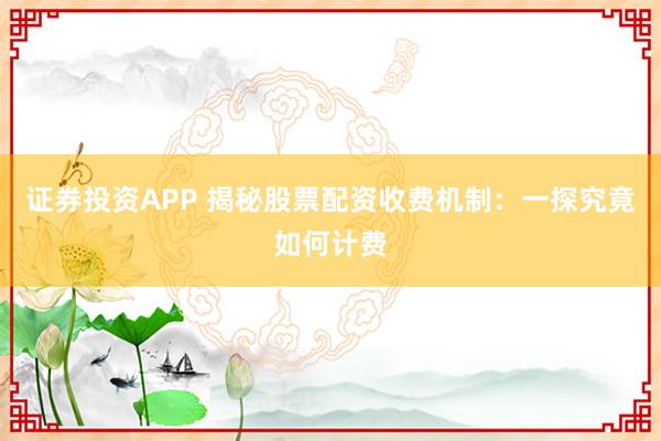 证券投资APP 揭秘股票配资收费机制：一探究竟如何计费