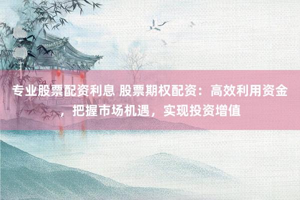 专业股票配资利息 股票期权配资：高效利用资金，把握市场机遇，实现投资增值