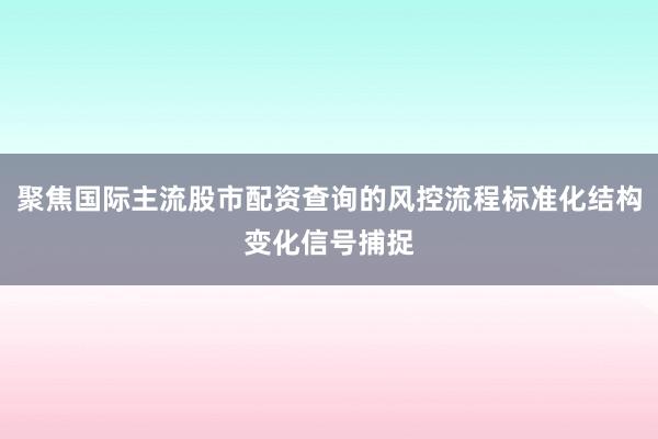 聚焦国际主流股市配资查询的风控流程标准化结构变化信号捕捉