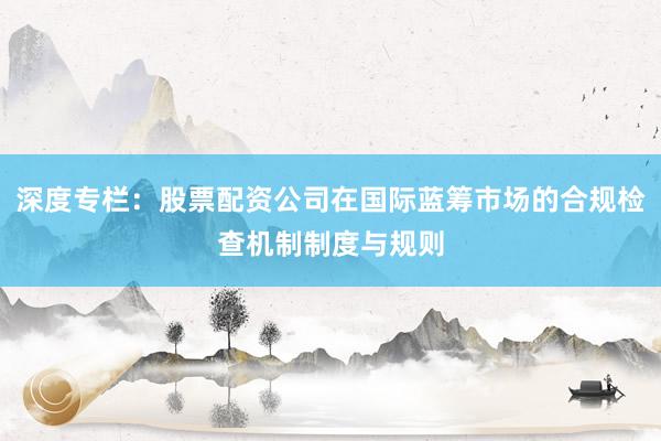 深度专栏：股票配资公司在国际蓝筹市场的合规检查机制制度与规则