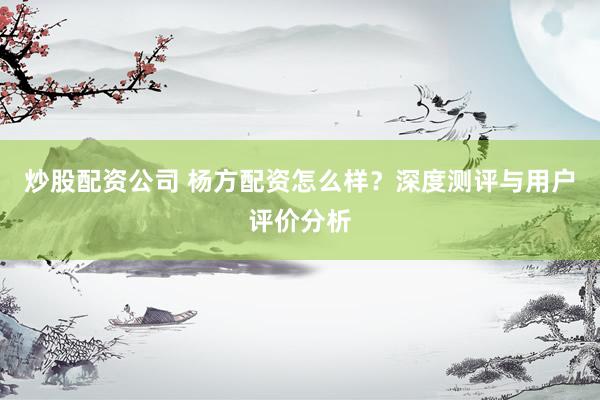 炒股配资公司 杨方配资怎么样？深度测评与用户评价分析