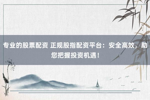 专业的股票配资 正规股指配资平台：安全高效，助您把握投资机遇！